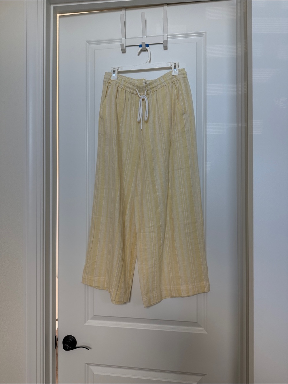 LOFT Pale Yellow Wide-Leg Drawstring Pants